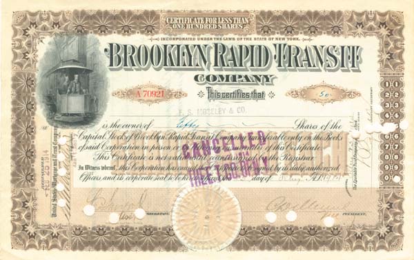 Brooklyn Rapid Transit Co. - Stock Certificate